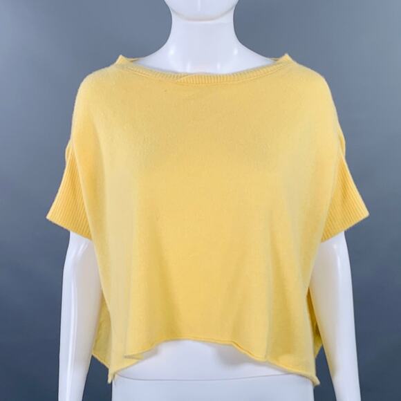 KRISTENSEN DU NORD Size 2 Yellow Cashmere Knit Cropped Casual Top - Picture 1 of 5